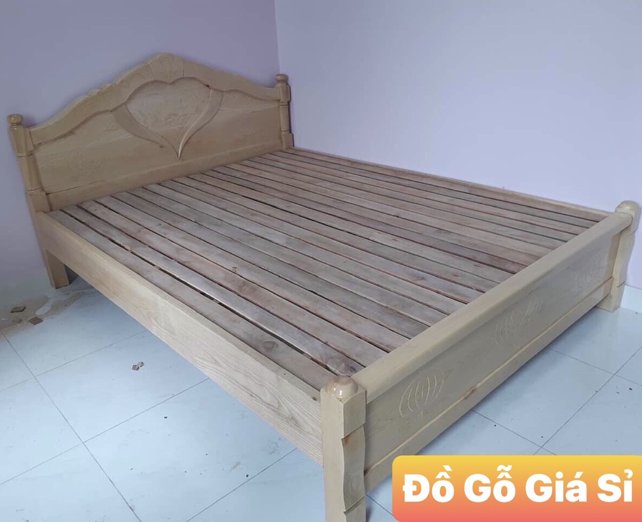 Giường gỗ Sồi tự nhiên_Dạt thường_Tim 1,8m